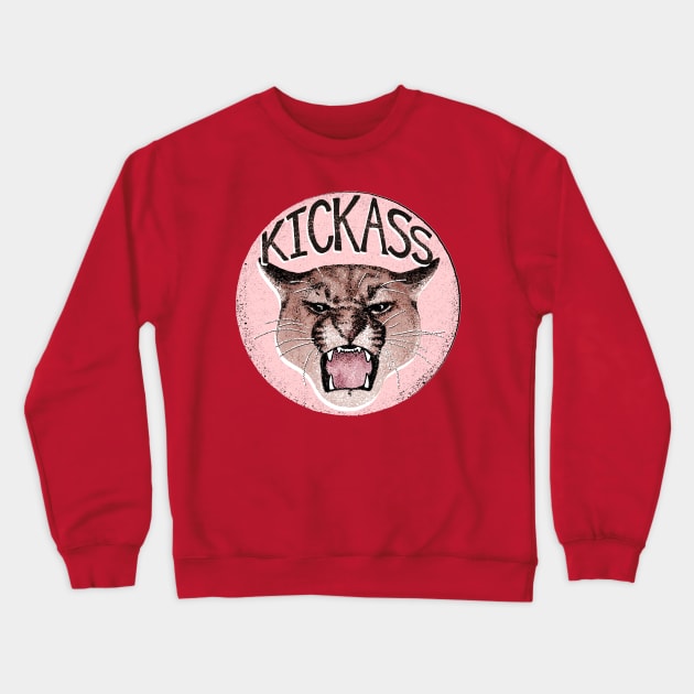 Kickass Large Cat Roaring Crewneck Sweatshirt by Annelie